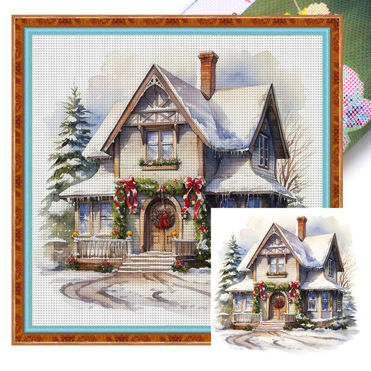 Christmas Cabin - 11CT Stamped Cross Stitch 50*50CM