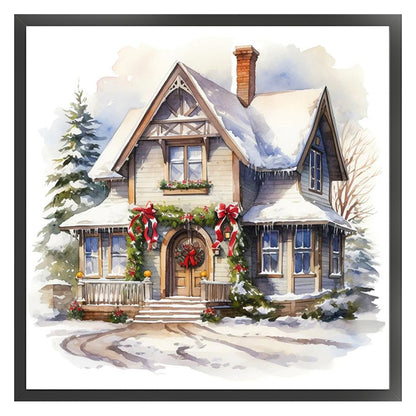 Christmas Cabin - 11CT Stamped Cross Stitch 50*50CM