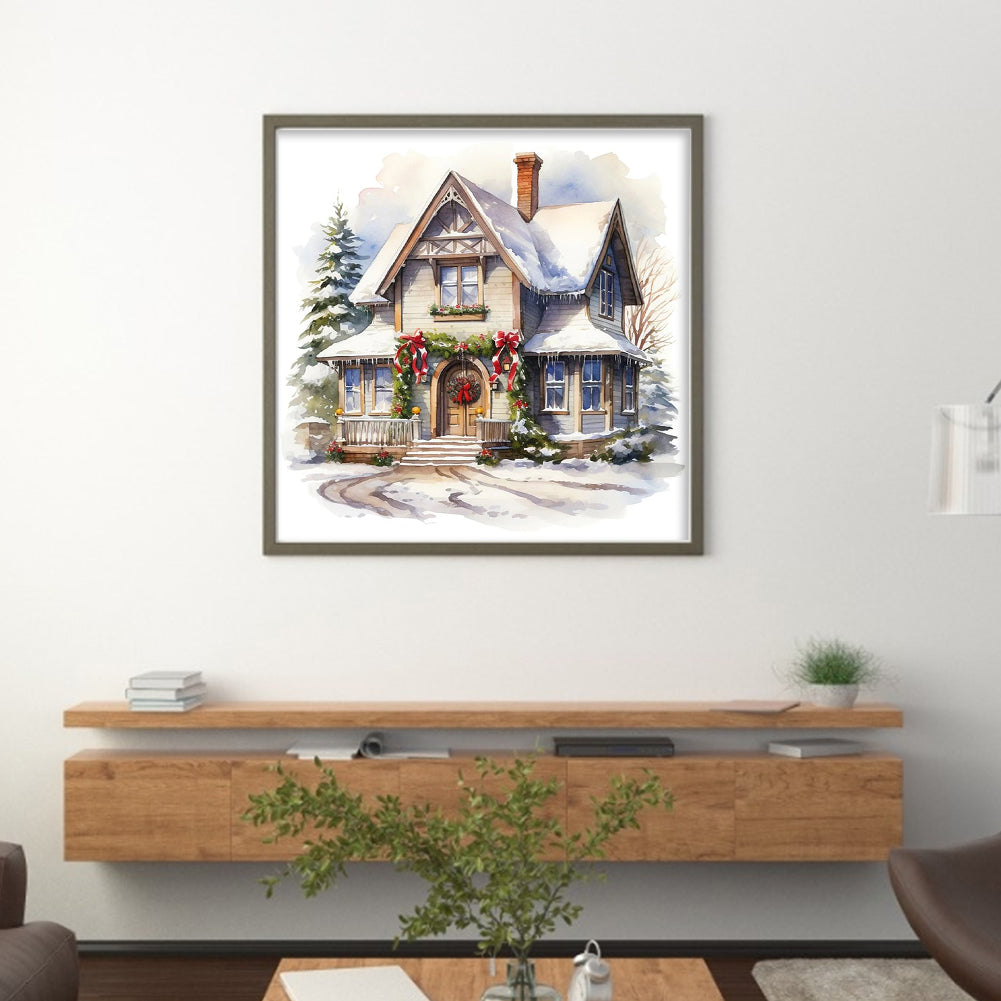 Christmas Cabin - 11CT Stamped Cross Stitch 50*50CM