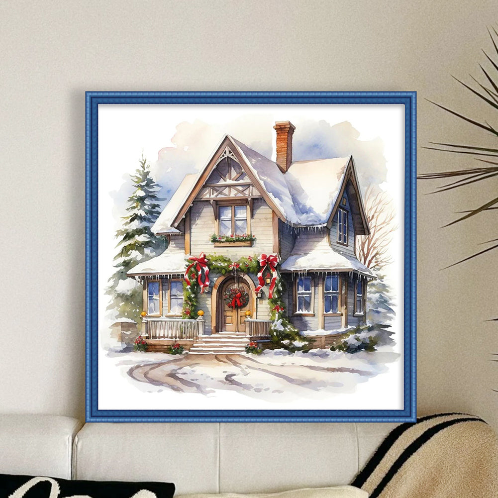 Christmas Cabin - 11CT Stamped Cross Stitch 50*50CM