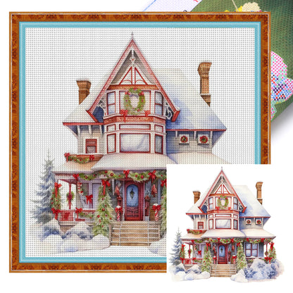 Christmas Cabin - 11CT Stamped Cross Stitch 50*50CM