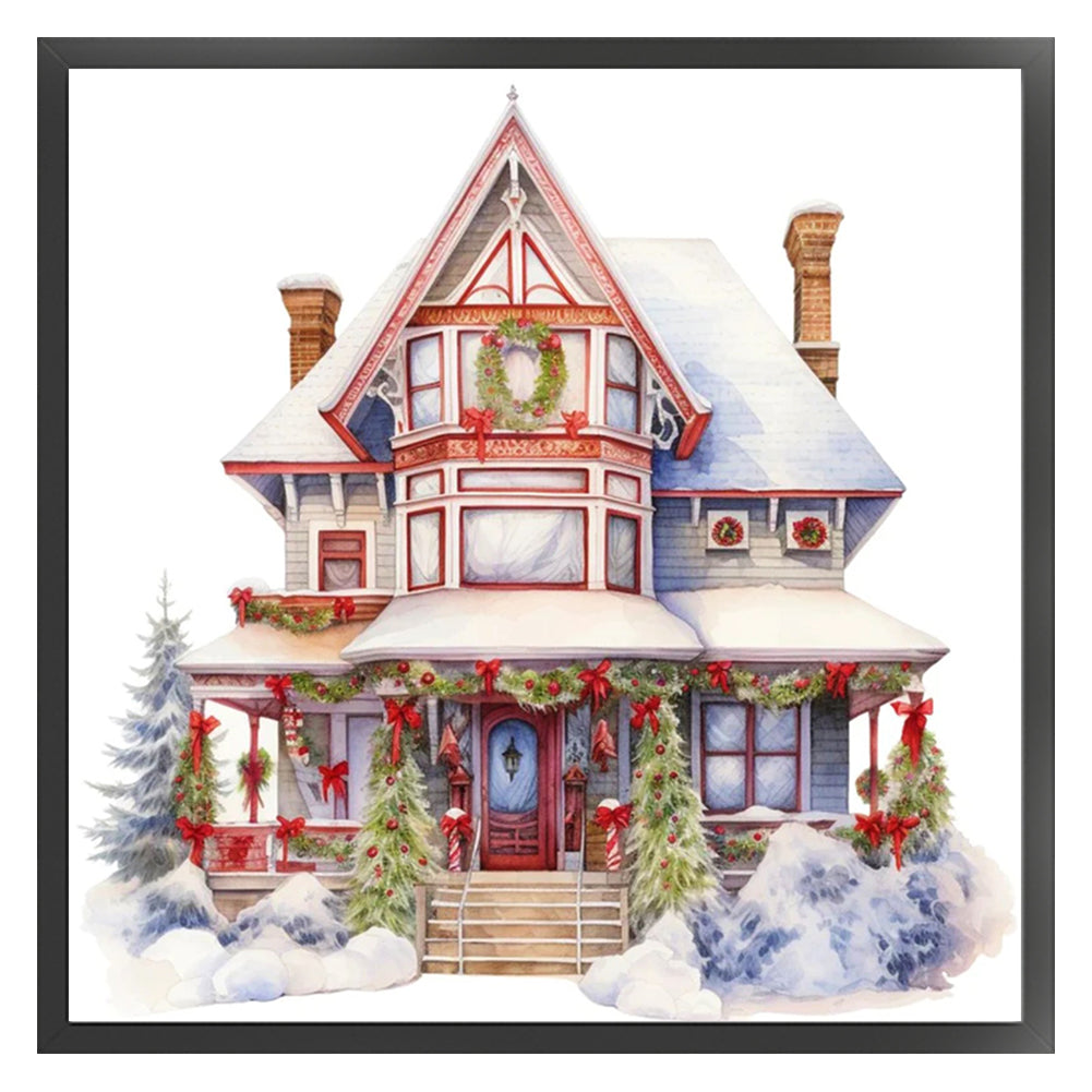 Christmas Cabin - 11CT Stamped Cross Stitch 50*50CM