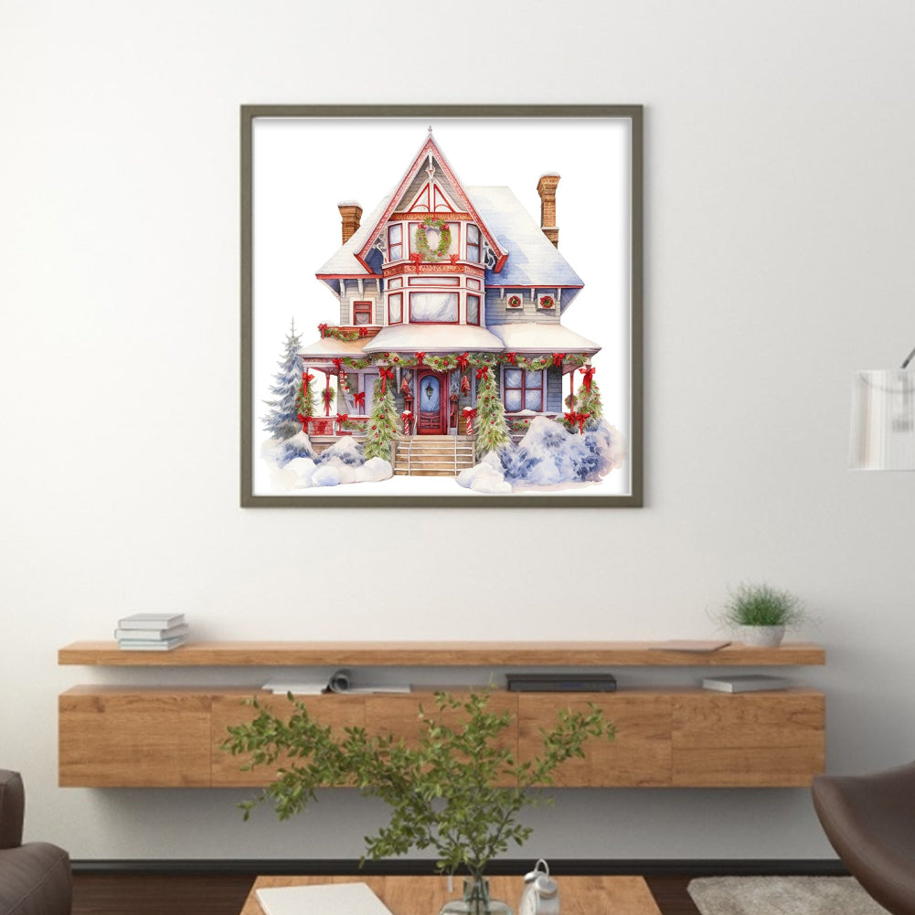 Christmas Cabin - 11CT Stamped Cross Stitch 50*50CM