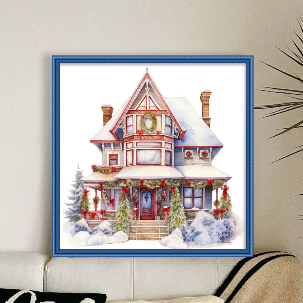 Christmas Cabin - 11CT Stamped Cross Stitch 50*50CM