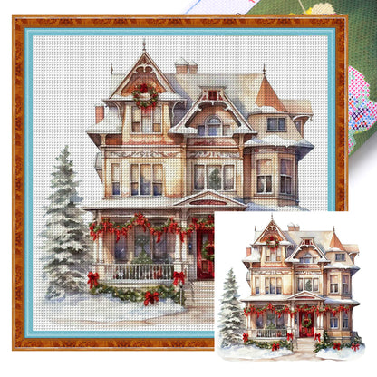 Christmas Cabin - 11CT Stamped Cross Stitch 50*50CM