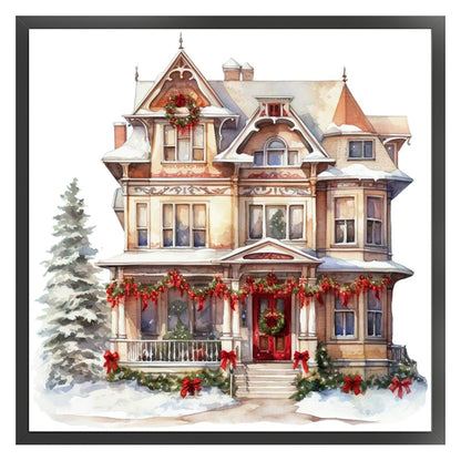 Christmas Cabin - 11CT Stamped Cross Stitch 50*50CM