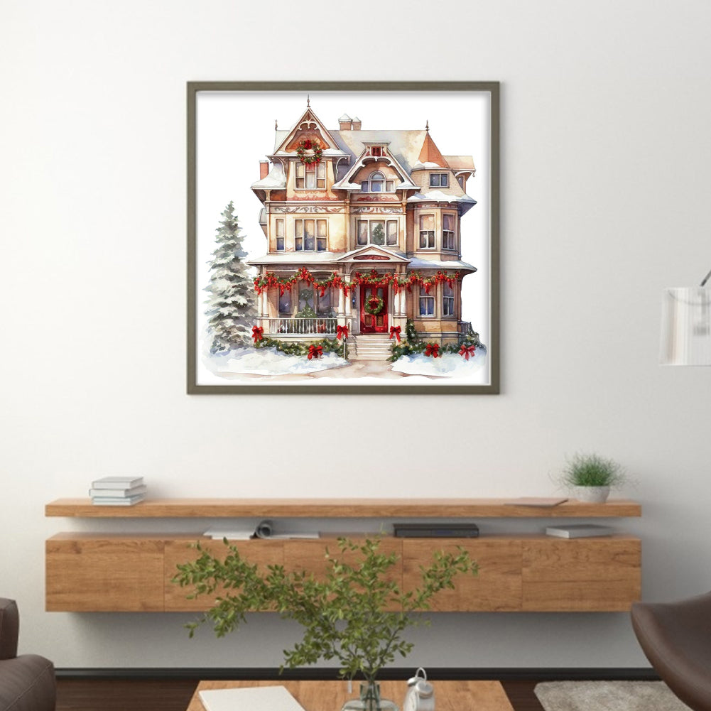 Christmas Cabin - 11CT Stamped Cross Stitch 50*50CM