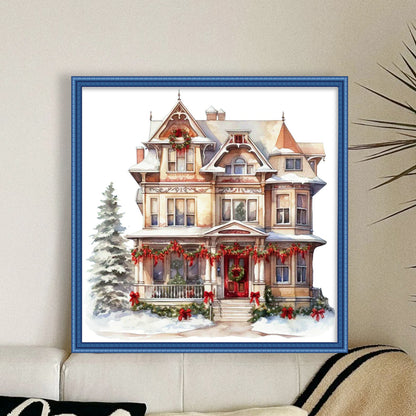 Christmas Cabin - 11CT Stamped Cross Stitch 50*50CM