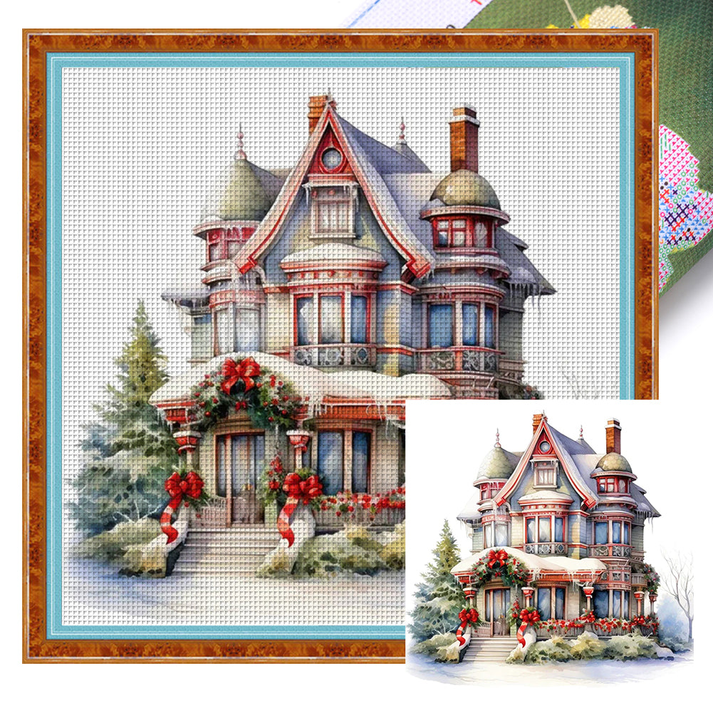 Christmas Cabin - 11CT Stamped Cross Stitch 50*50CM