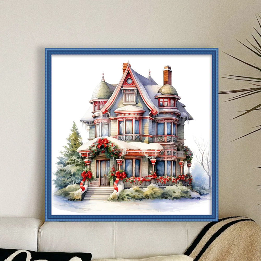 Christmas Cabin - 11CT Stamped Cross Stitch 50*50CM