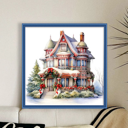 Christmas Cabin - 11CT Stamped Cross Stitch 50*50CM