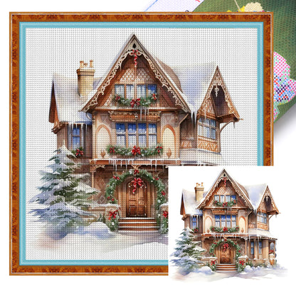 Christmas Cabin - 11CT Stamped Cross Stitch 50*50CM