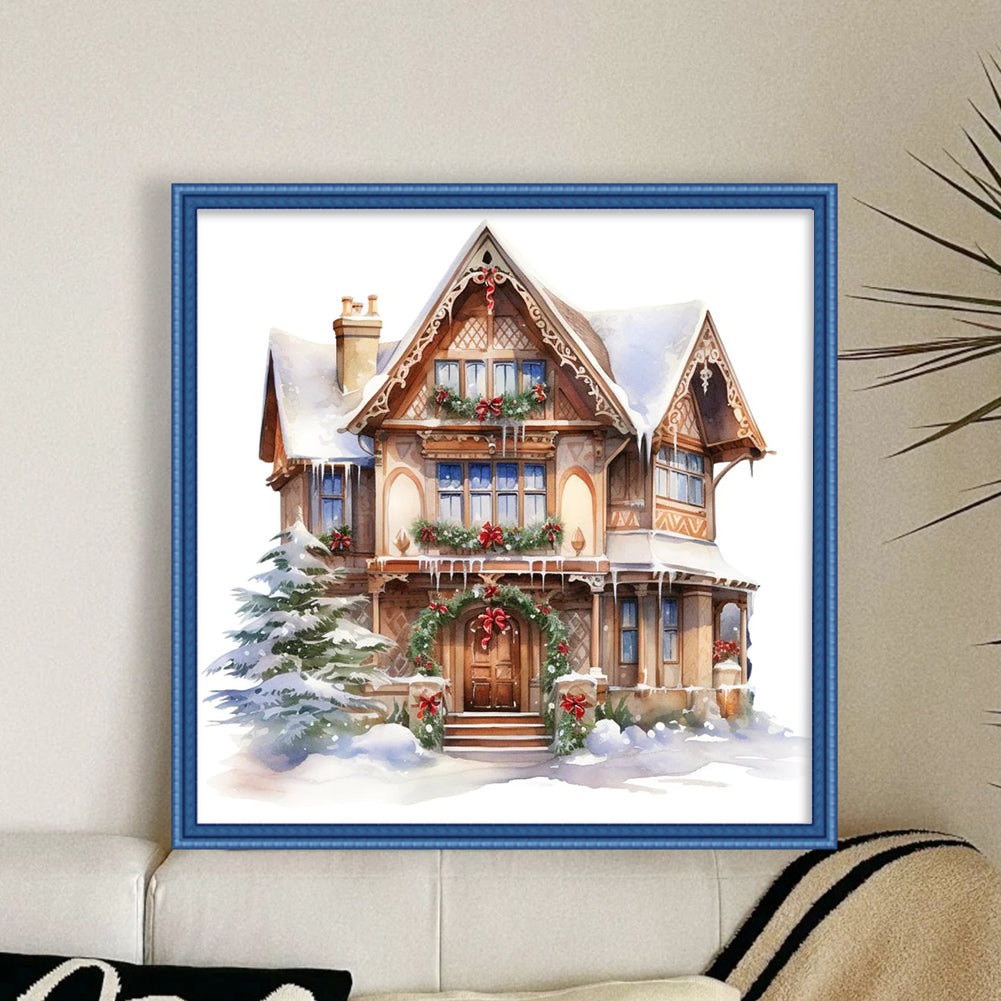 Christmas Cabin - 11CT Stamped Cross Stitch 50*50CM