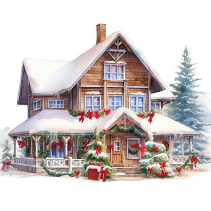 Christmas Cabin - 11CT Stamped Cross Stitch 50*50CM