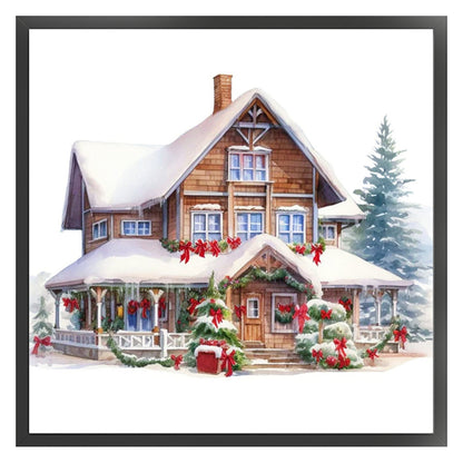 Christmas Cabin - 11CT Stamped Cross Stitch 50*50CM