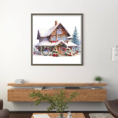 Christmas Cabin - 11CT Stamped Cross Stitch 50*50CM