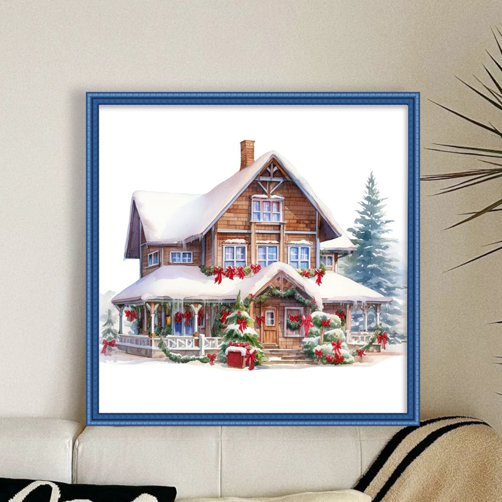 Christmas Cabin - 11CT Stamped Cross Stitch 50*50CM