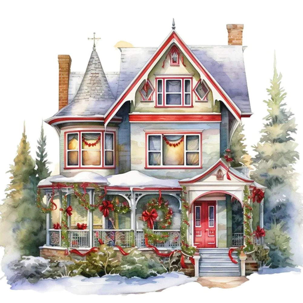 Christmas Cabin - 11CT Stamped Cross Stitch 50*50CM