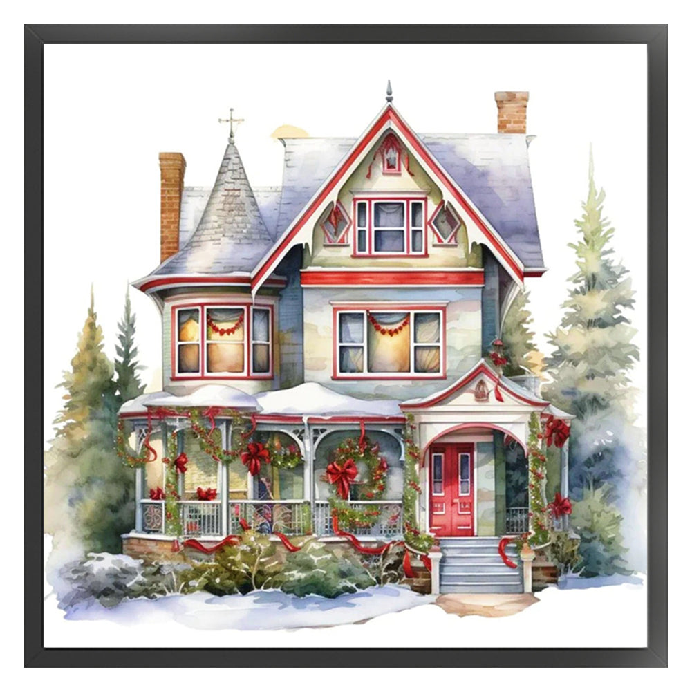 Christmas Cabin - 11CT Stamped Cross Stitch 50*50CM