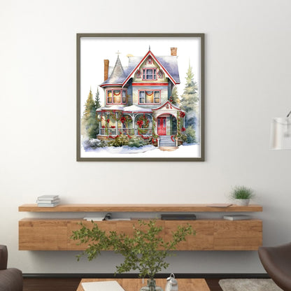 Christmas Cabin - 11CT Stamped Cross Stitch 50*50CM