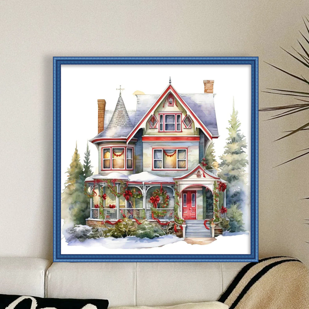 Christmas Cabin - 11CT Stamped Cross Stitch 50*50CM