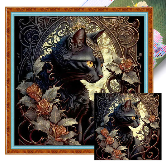 Black Cat - 11CT Stamped Cross Stitch 40*40CM