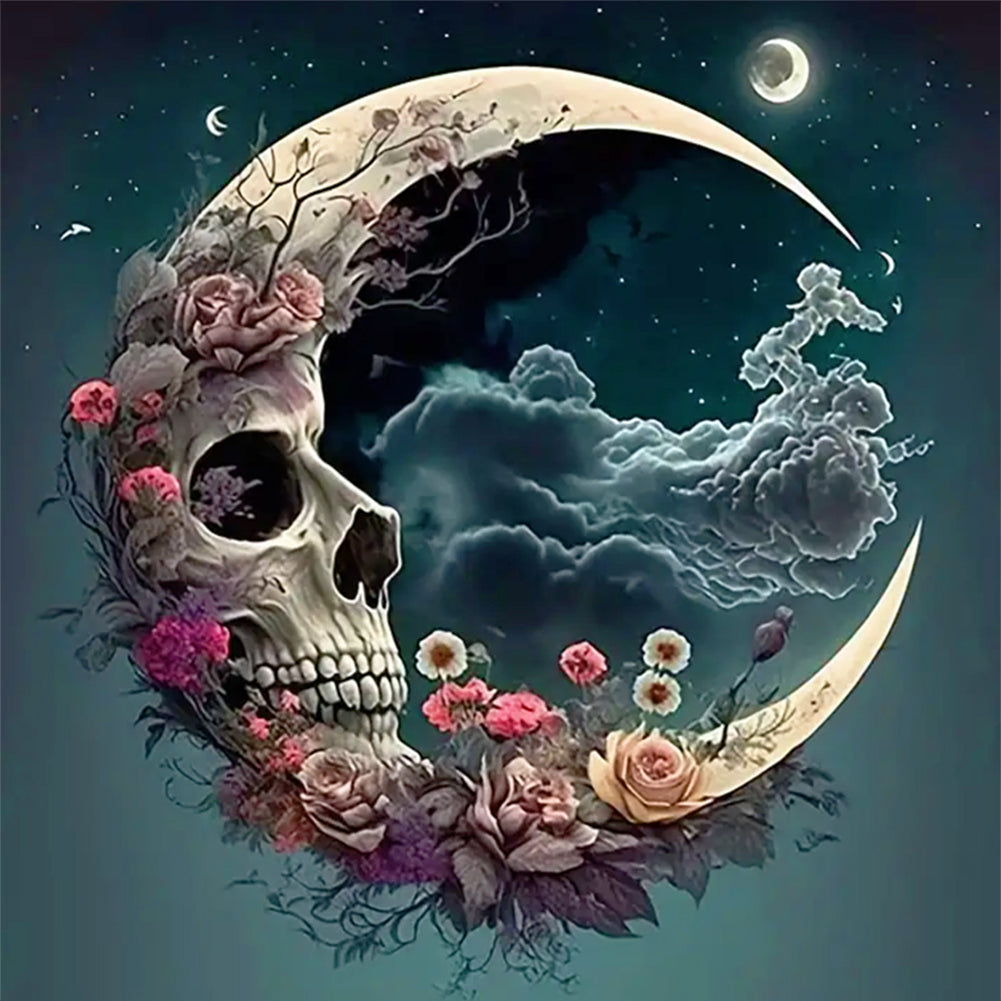 Moon Skull - 11CT Stamped Cross Stitch 40*40CM