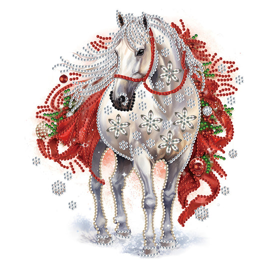 Christmas White Horse - Special Shaped Drill Diamond Painting 30*30CM