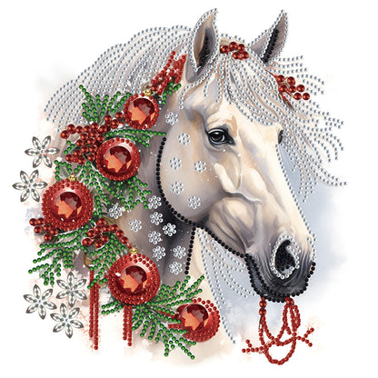 Christmas White Horse - Special Shaped Drill Diamond Painting 30*30CM