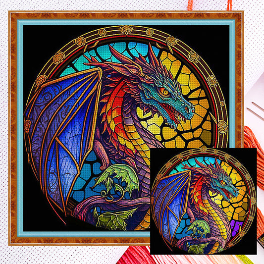 Glass Painting-Pterosaur - 11CT Counted Cross Stitch 40*40CM