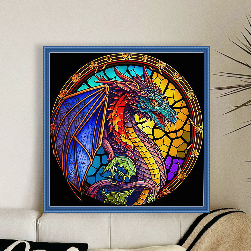 Glass Painting-Pterosaur - 11CT Counted Cross Stitch 40*40CM