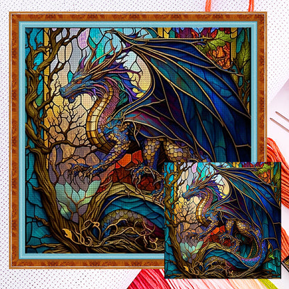 Glass Painting-Pterosaur - 11CT Counted Cross Stitch 40*40CM