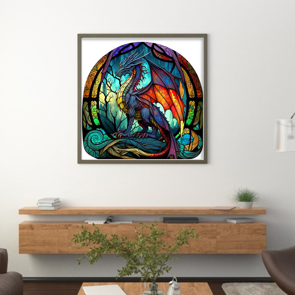 Glass Painting-Pterosaur - 11CT Counted Cross Stitch 40*40CM