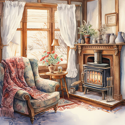 Winter Room - Full Round Drill Diamond Painting 30*30CM