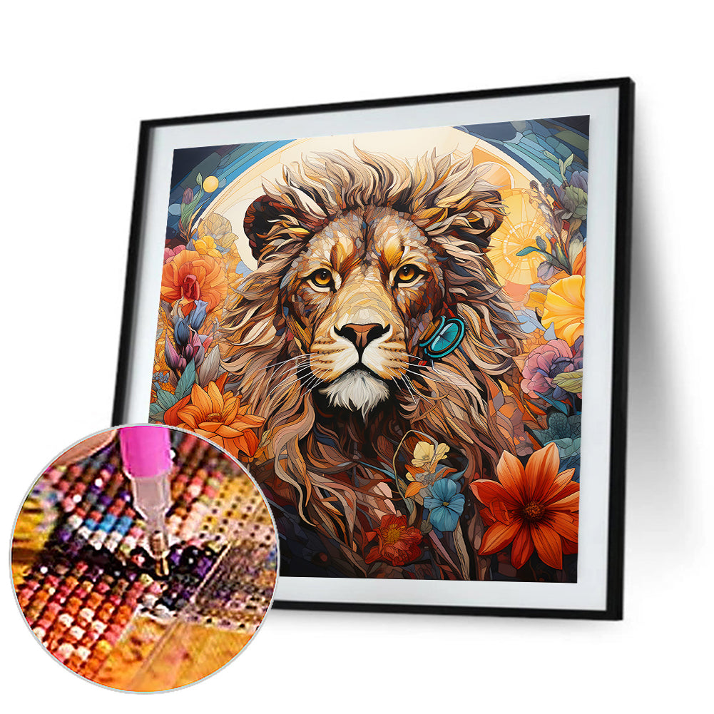 Pastoral Animal Lion - Full Round Drill Diamond Painting 30*30CM