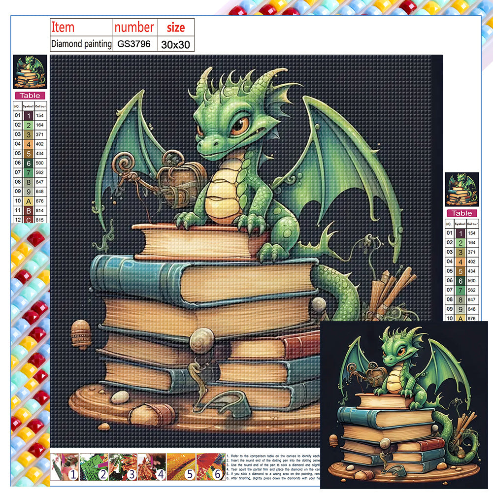 Book Dinosaur - Full Square Drill Diamond Painting 30*30CM