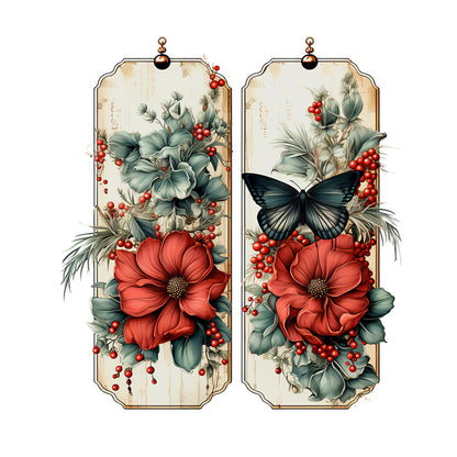 Retro Red Flower Butterfly - Full Round Drill Diamond Painting 30*40CM