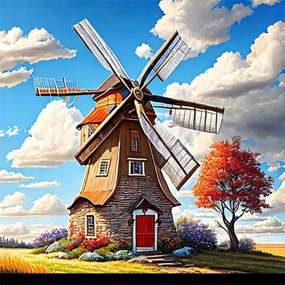 Windmill Cottage - Full Round Drill Diamond Painting 40*40CM