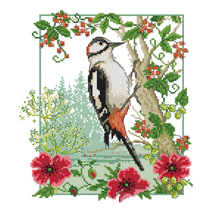 Woodpecker - 14CT Stamped Cross Stitch 31*34CM(Joy Sunday)