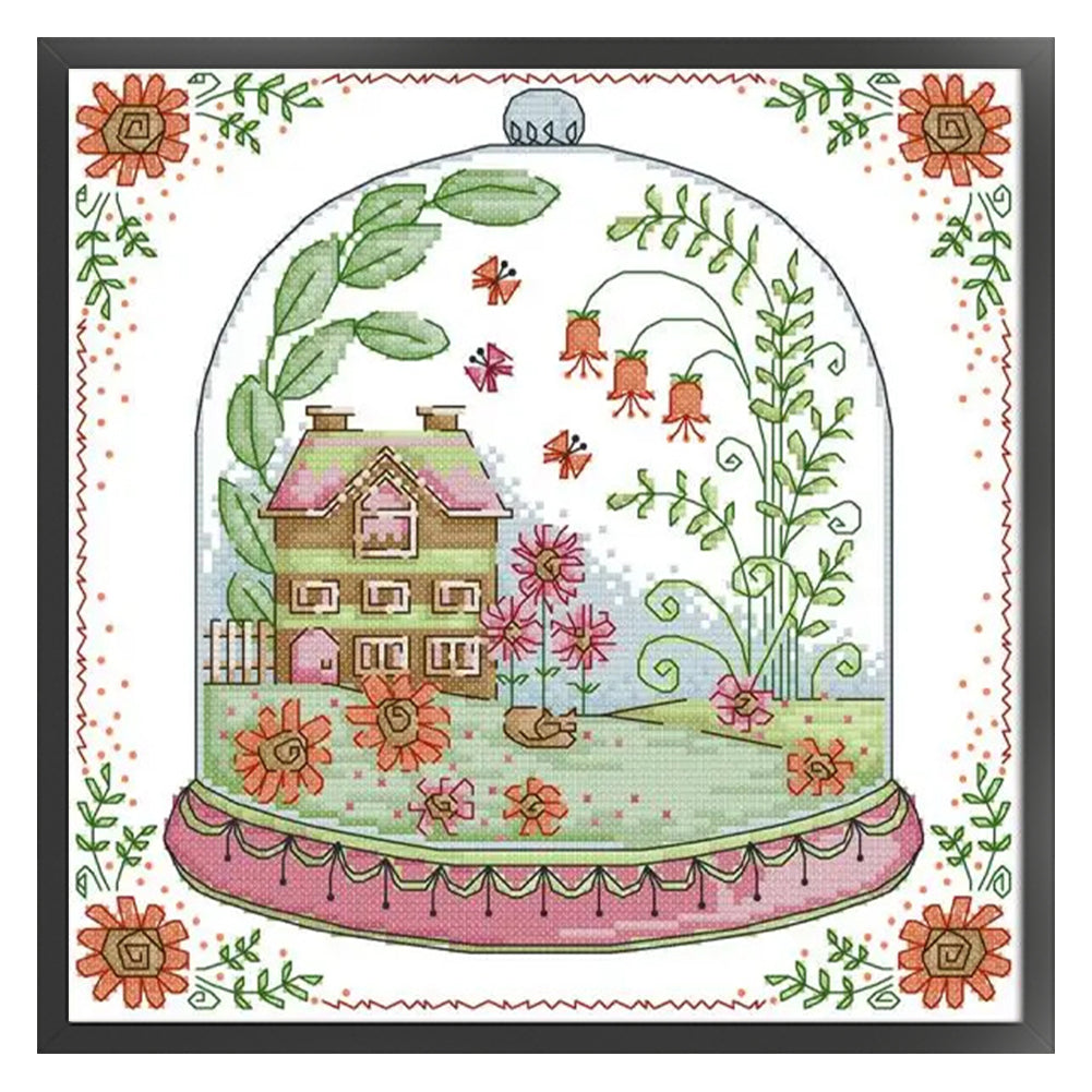 Tiny Cabin - 14CT Stamped Cross Stitch 29*29CM(Joy Sunday)