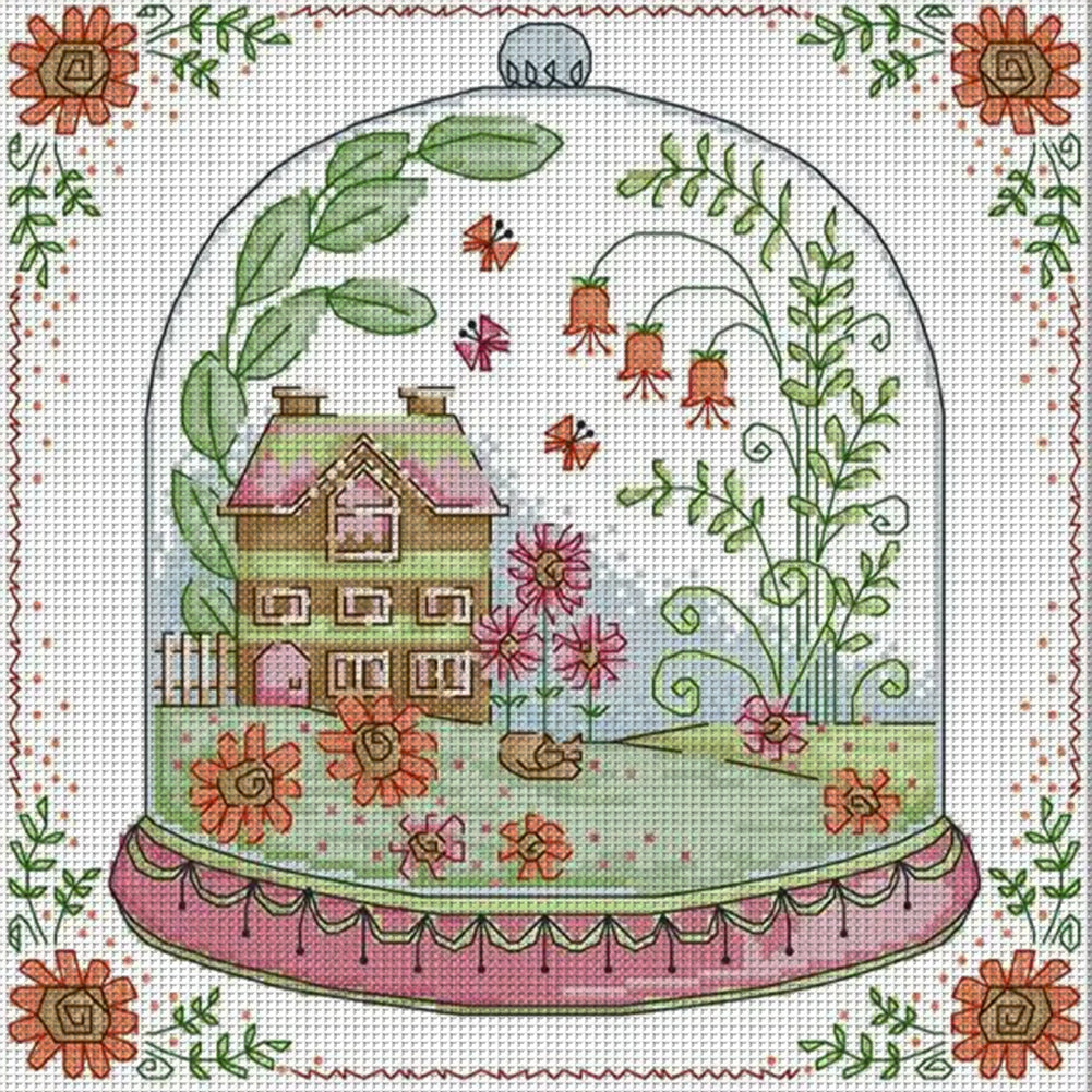 Tiny Cabin - 14CT Stamped Cross Stitch 29*29CM(Joy Sunday)