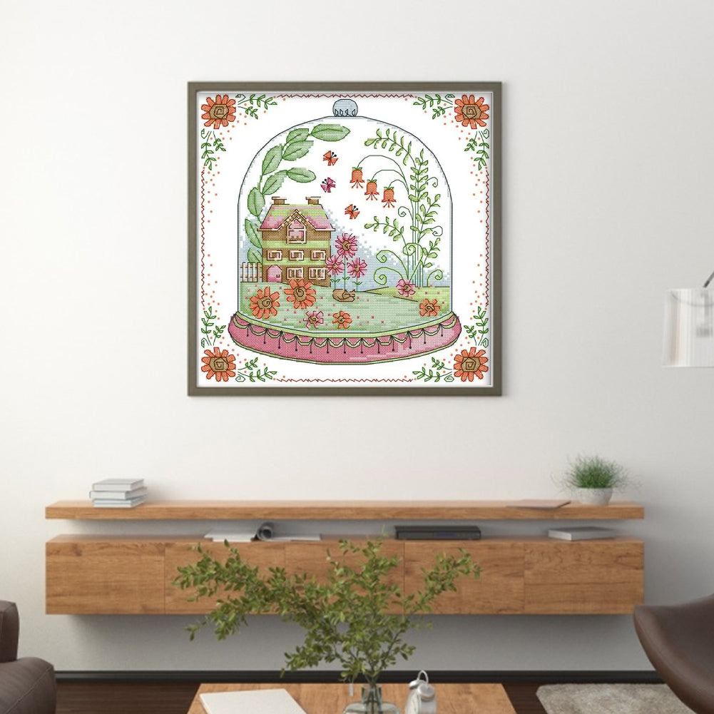 Tiny Cabin - 14CT Stamped Cross Stitch 29*29CM(Joy Sunday)