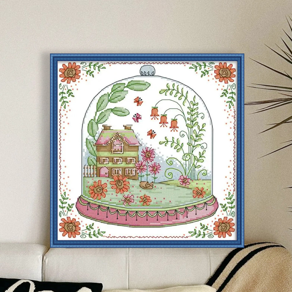 Tiny Cabin - 14CT Stamped Cross Stitch 29*29CM(Joy Sunday)