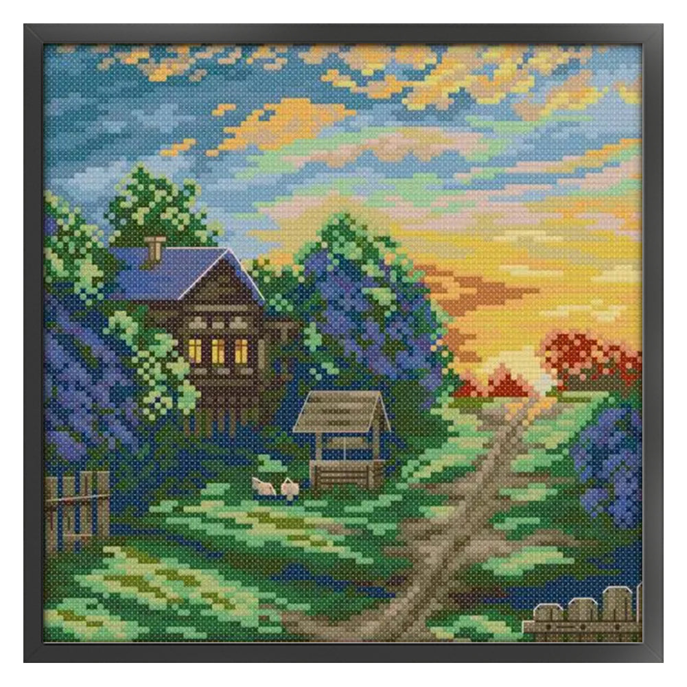 Spring Sun Setting - 14CT Stamped Cross Stitch 26*26CM(Joy Sunday)