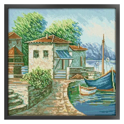 View Of The Bay - 14CT Stamped Cross Stitch 36*36CM(Joy Sunday)