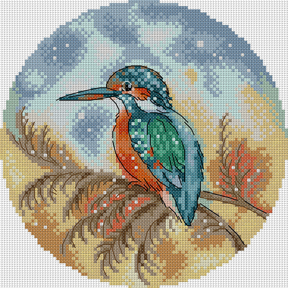 Kingfisher - 14CT Stamped Cross Stitch 21*21CM(Joy Sunday)