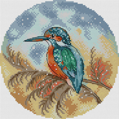 Kingfisher - 14CT Stamped Cross Stitch 21*21CM(Joy Sunday)