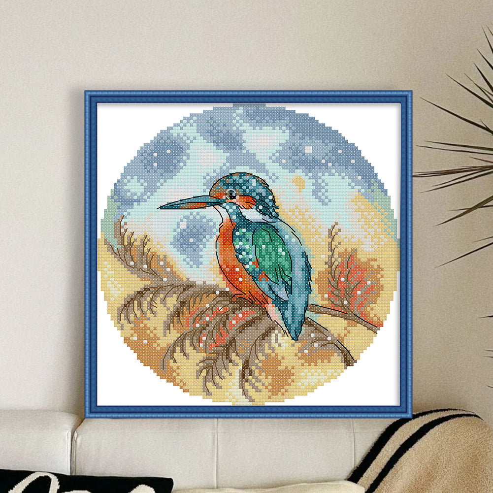 Kingfisher - 14CT Stamped Cross Stitch 21*21CM(Joy Sunday)