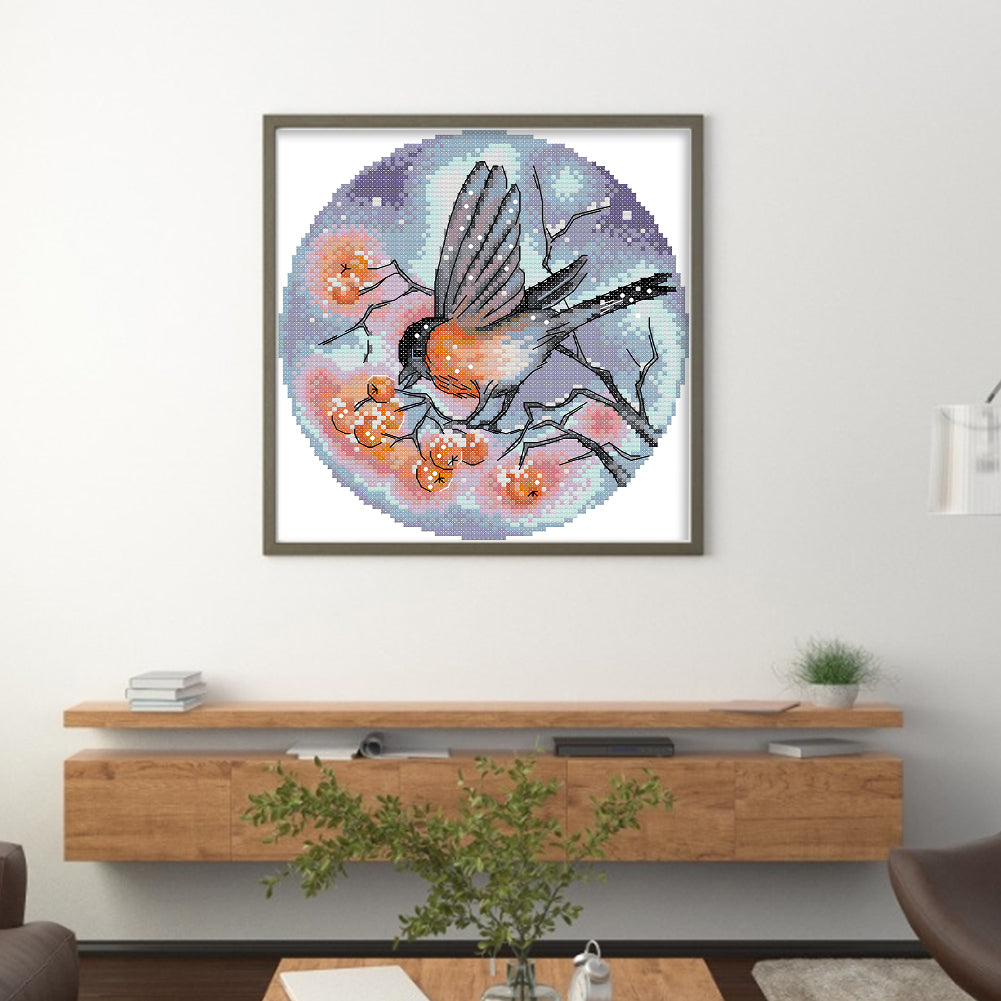 Bullfinch - 14CT Stamped Cross Stitch 21*21CM(Joy Sunday)