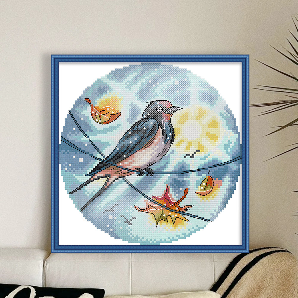 Swallow - 14CT Stamped Cross Stitch 21*21CM(Joy Sunday)